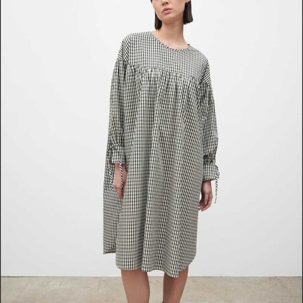Kowtow Juno Dress Black and White Gingham Check Oversized shirt dress XS